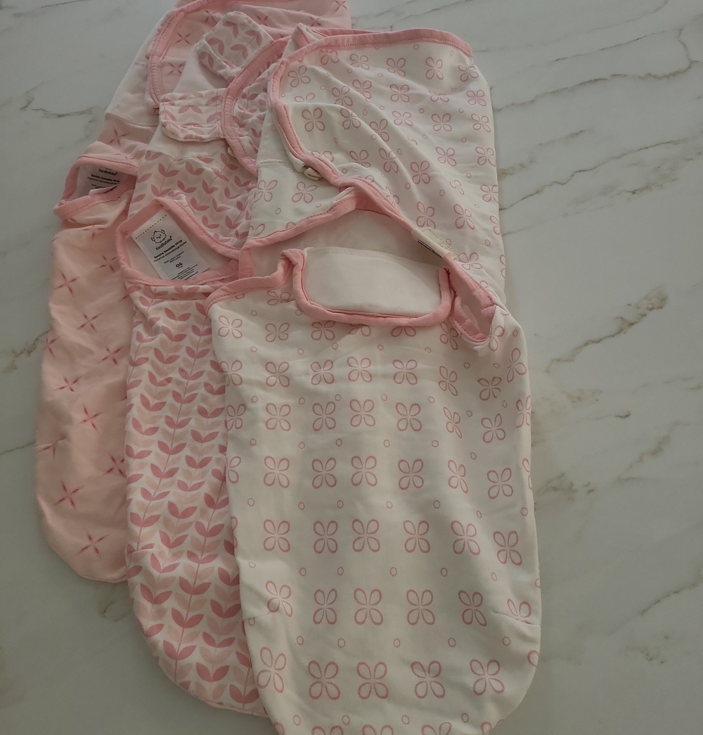 Pink Floral & Patterned Baby Sleep Sack Set - Soft Cotton Infant Swaddles